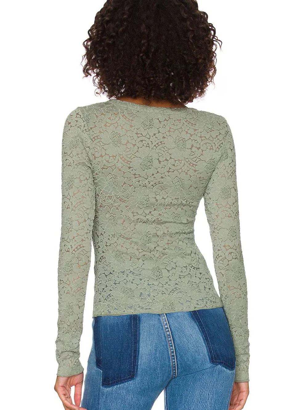 Free People Cloud Ride Notch Long Sleeve Ribbed Top Fitted Women Size XS